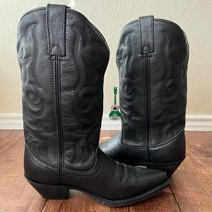 Laredo deep dip black cowboy boots black wide calf size 9